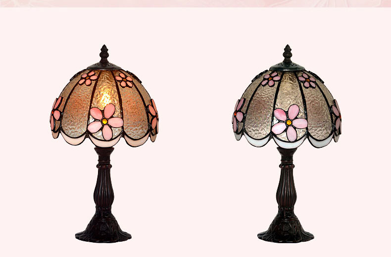 FUMAT Tiffany Style Stained Glass Table Lamp - Romantic Water Wave Lampshade Design