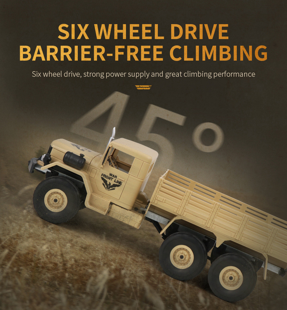 JJRC Q63 Transporter-4 2.4G 1:16 6WD Brushed Off-road RC Car Military Truck RTR - Khaki