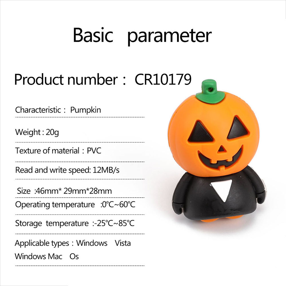 CR10179 Halloween Series USB Flash Disk 16GB USB2.0 Pumpkin Monster Flash Drive - Multicolor