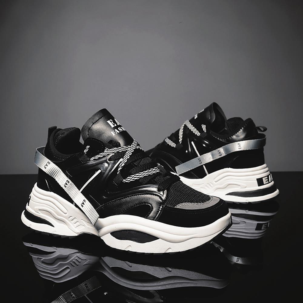 Men's Chunky Sneakers Comfortable Fashion Athletic Shoes Size 43 - Black