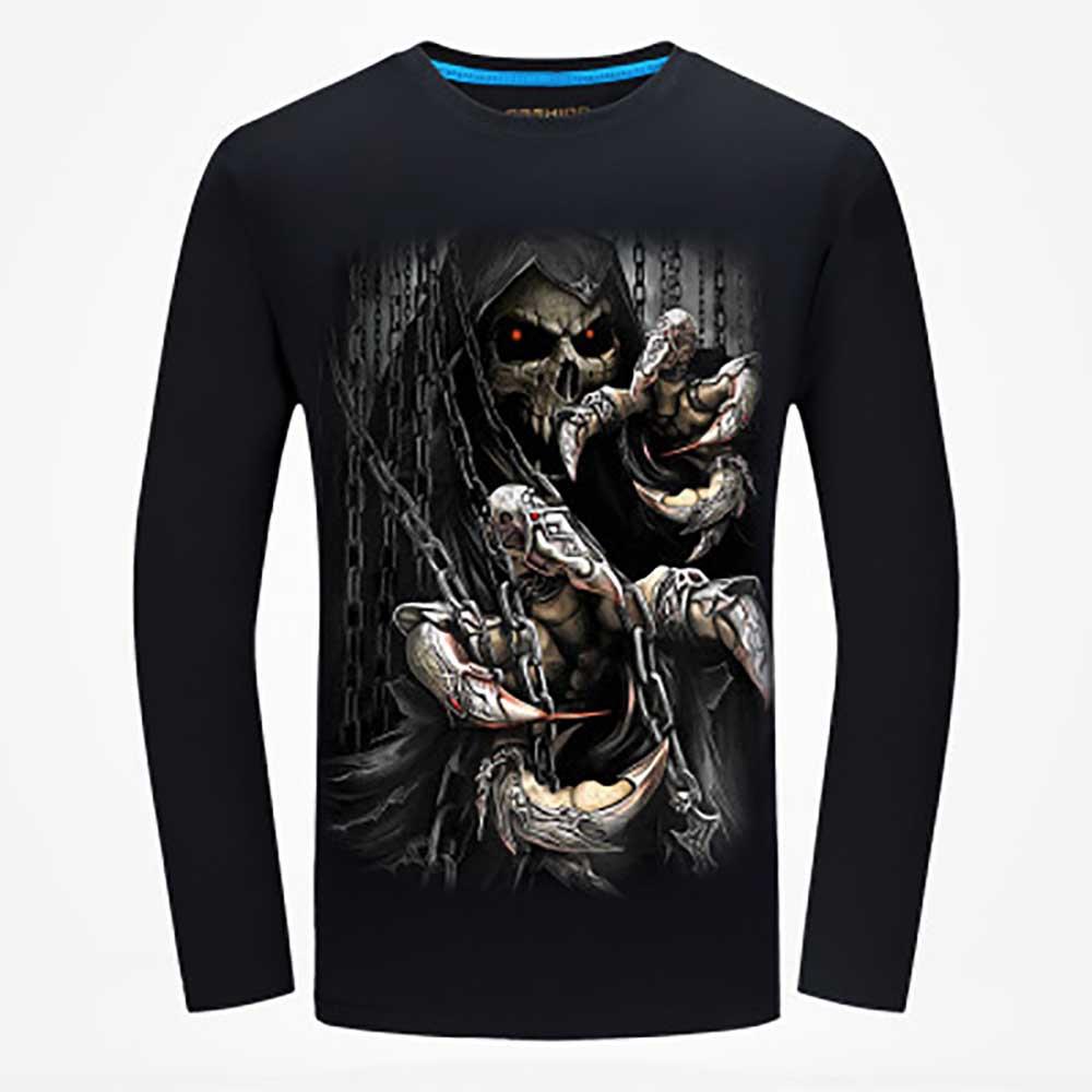 Men's 3D Printed Long Sleeve Plus Size Shirt (Size 2XL) - Black