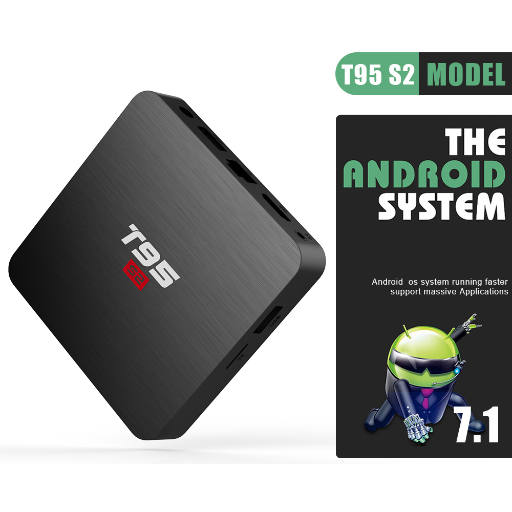 T95 S2 Amlogic S905W 1GB/8GB Android 7.1 KODI 17.6 4K TV Box WiFi LAN VP9 HDMI