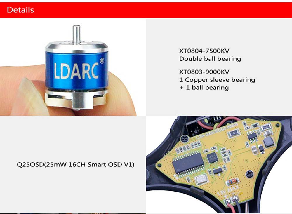 LDARC/Kingkong GT8 FPV Racing Drone F3 FC 4In1 10A BLHeli-S ESC 800TVL 150 Degree Camera AC900 Receiver - PNP