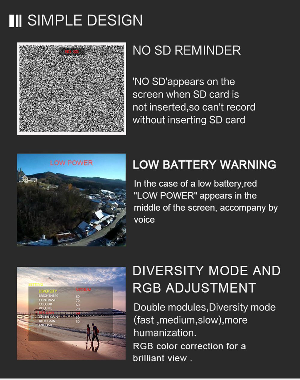 Topsky Prime-1S 5.8G 48CH Diversity FPV Goggles Built-in Battery Dual Modules Support DVR - White