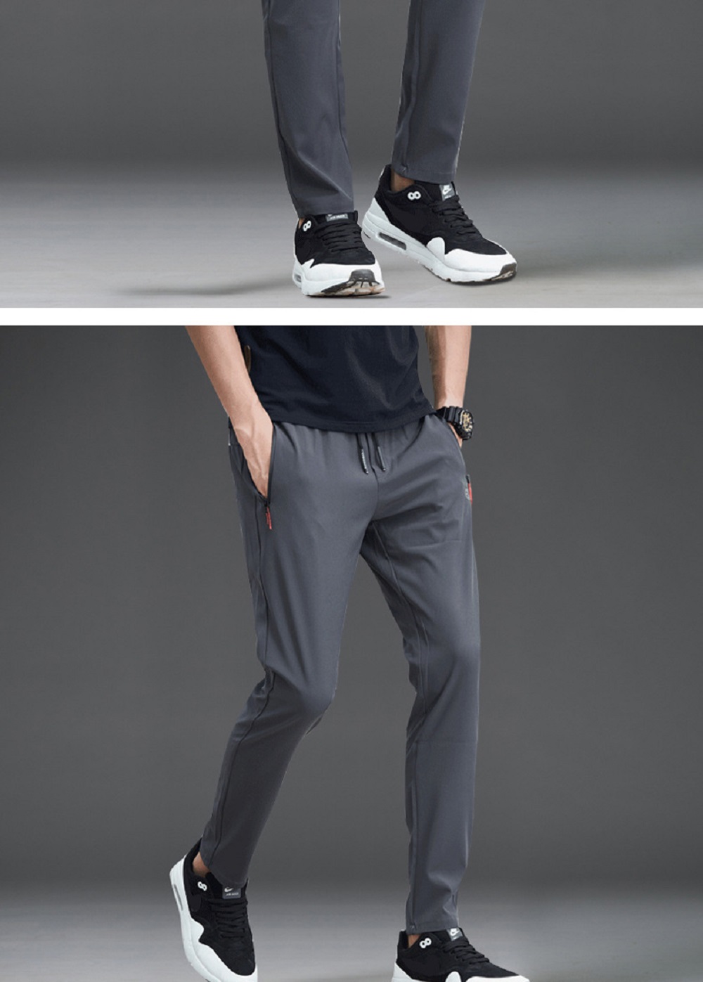 Men's Autumn Stretch Casual Sports Pants (Size M) - Gray