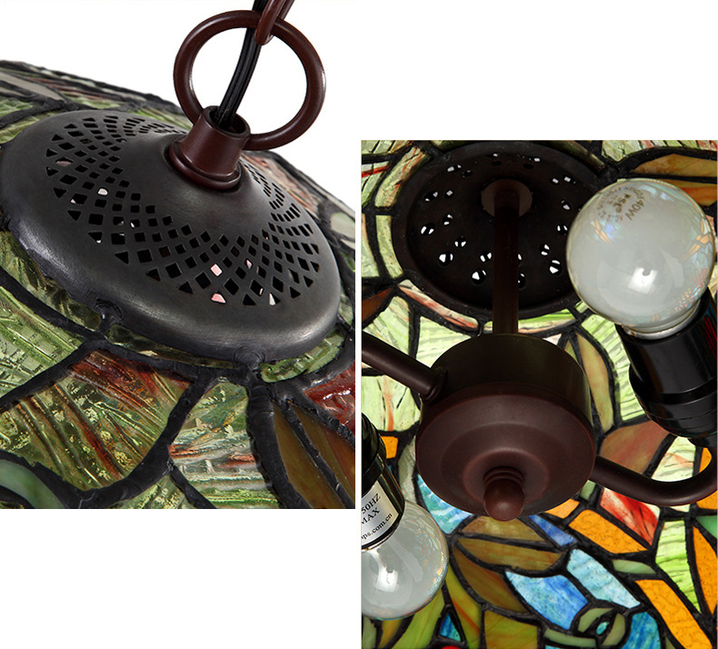 FUMAT 17" Tiffany Style Stained Glass Pendant Light - Romantic Grape Design