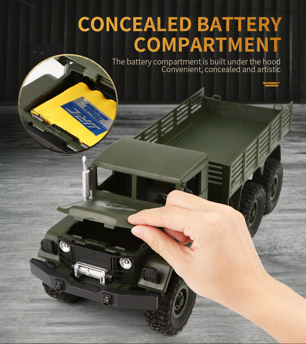 JJRC Q63 Transporter-4 2.4G 1:16 6WD Brushed Off-road RC Car Military Truck RTR - Khaki