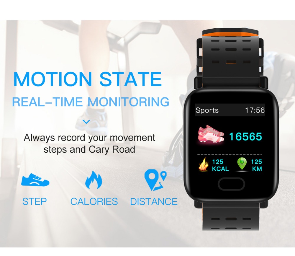 Makibes HR4 Smartwatch 1.3 Inch TFT Screen Fitness Tracker Blood Pressure Heart Rate Monitor IP67 Waterproof - Black