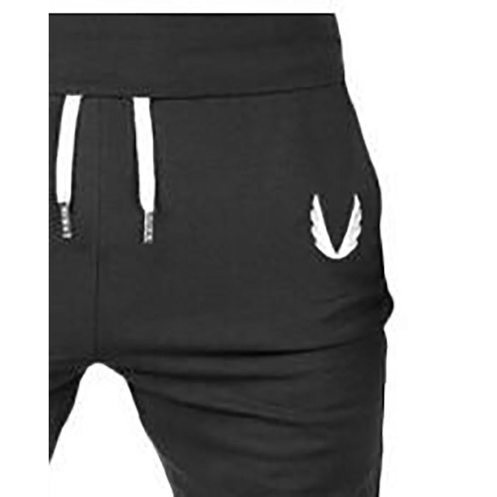 Men's Casual Sports Pants Elastic Trousers (Size S) - Black