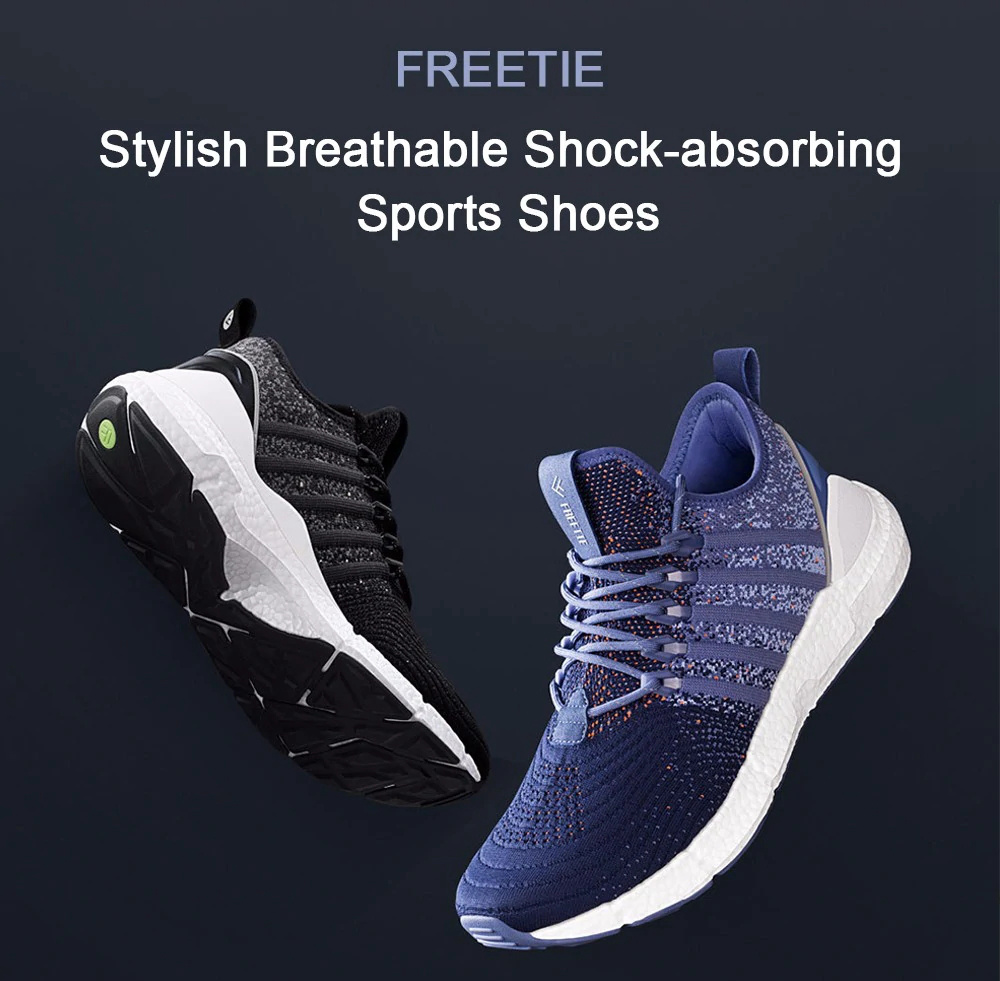 Xiaomi FREETIE Men Stylish Sneakers Breathable Shock-absorbing Slip Resistant Sports Shoes Size EU39 - Blue