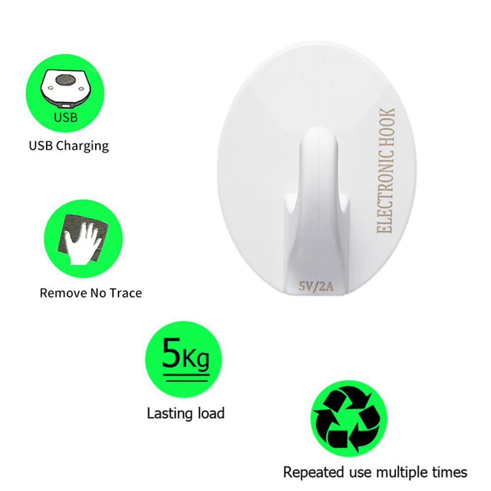 3PCS Electric USB Charging Hook (Recyclable Non-stick Hot Glue) - White