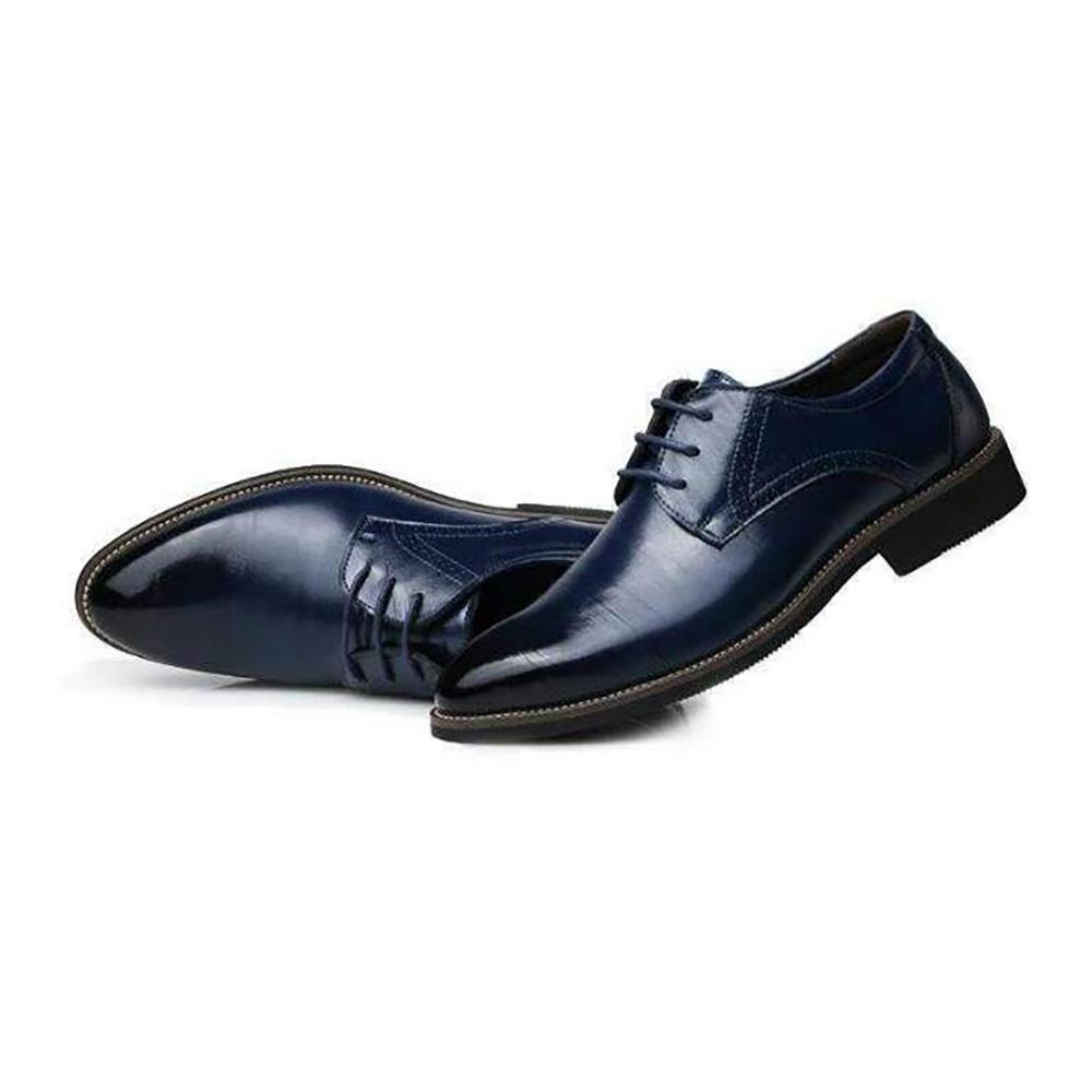 XA001 Men Business Casual PU Leather Shoes Formal Comfortable Size EU38 - Blue