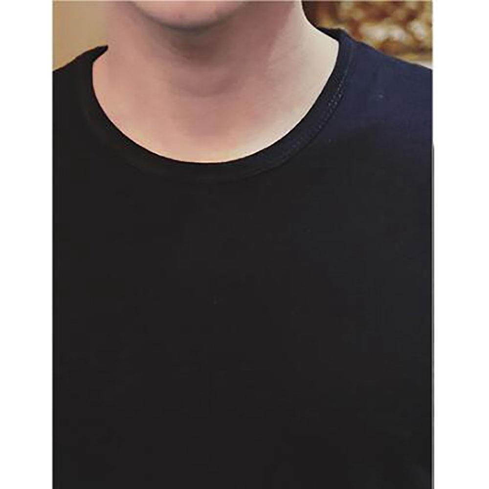 Men's Basic Round Neck Short Sleeve T-shirt (Personality Tee Cultivating Size M) - Black