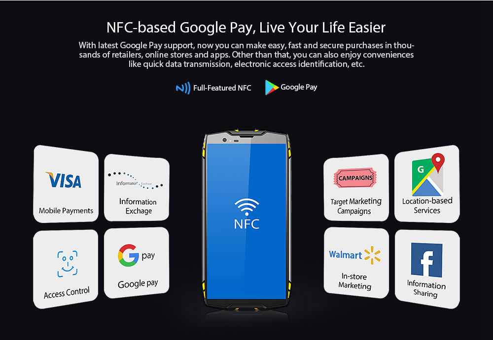 Blackview BV6800 Pro 5.7 Inch 4G LTE Smartphone MT6750T 4GB 64GB 16.0MP Dual Rear Cameras Android 8.0 IP68 Wireless Charging 6580mAh Type-C NFC - Yellow