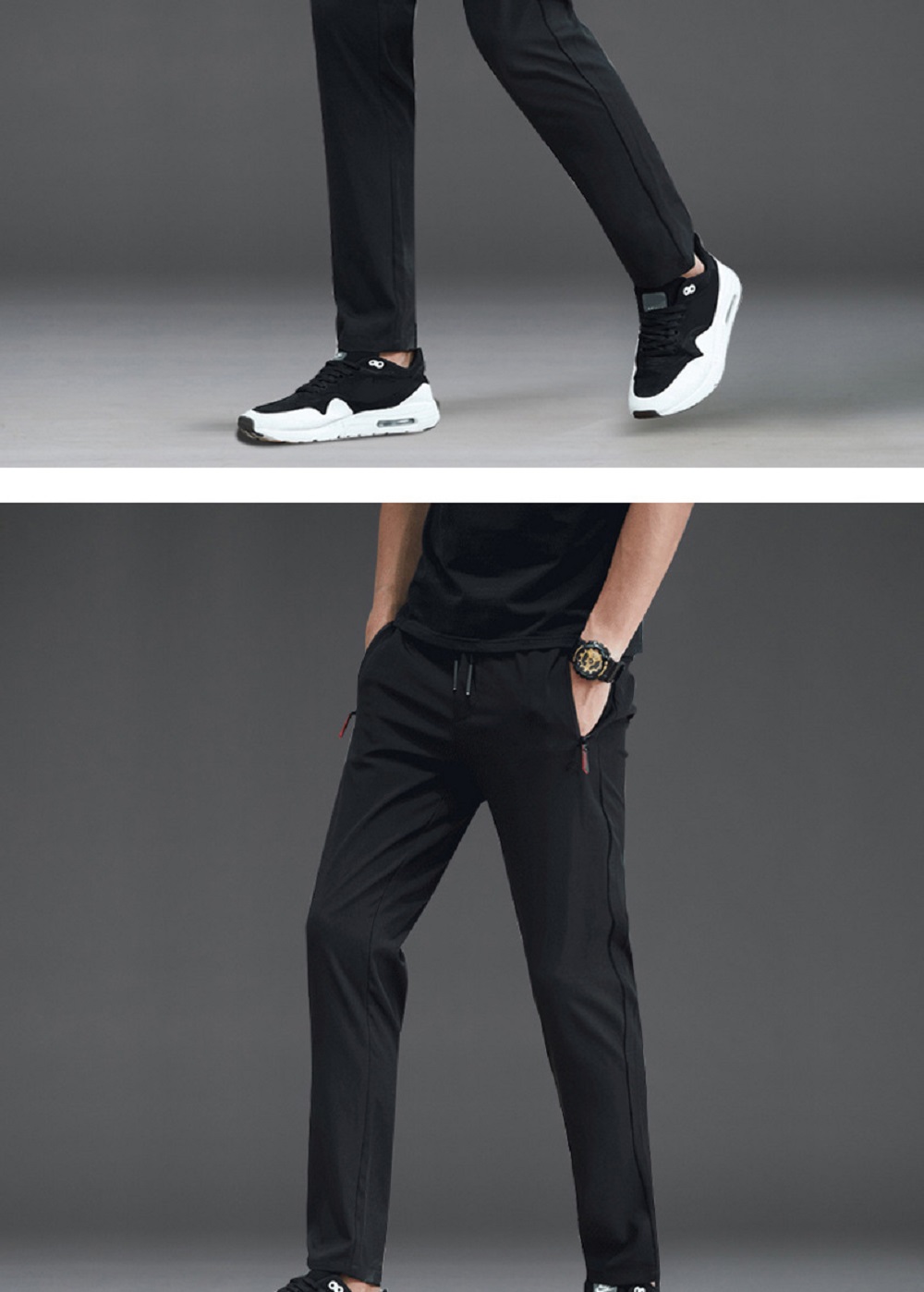 Men's Autumn Stretch Casual Sports Pants (Size M) - Gray
