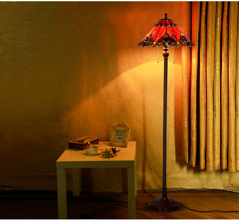 FUMAT 17 Inch Tiffany Style Stained Glass Handcrafted Floor Lamp - Warm White