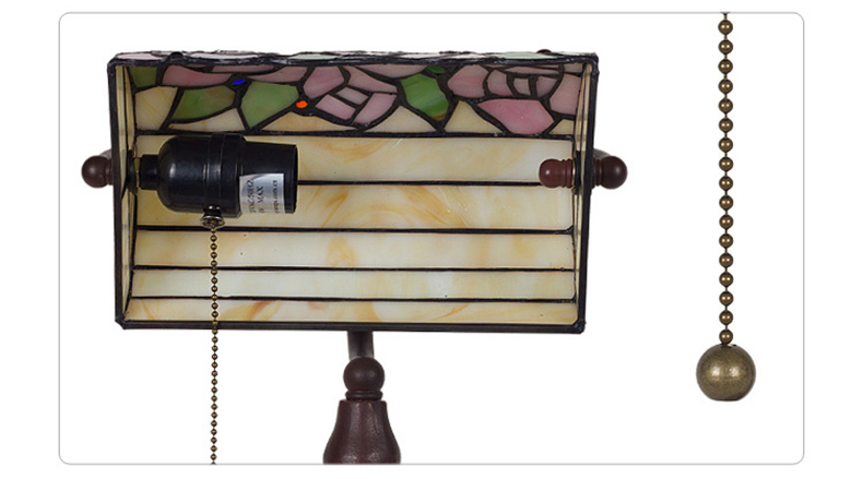 FUMAT Tiffany Style Stained Glass Table Lamp - Romantic Bead Curtain Bank Light Design