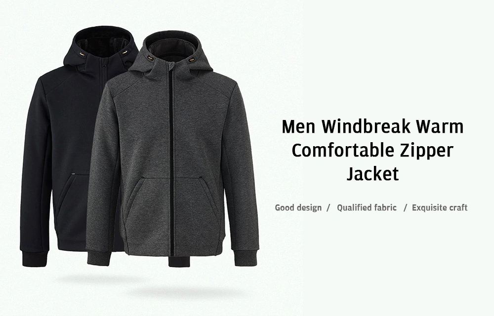 Xiaomi MI TOWN LIFE Men Casual Jacket (Fleece Windbreaker Size S) - Black