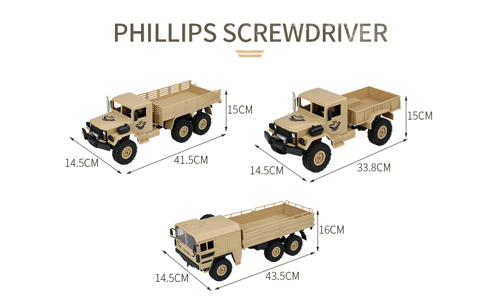 JJRC Q63 Transporter-4 2.4G 1:16 6WD Brushed Off-road RC Car Military Truck RTR - Khaki