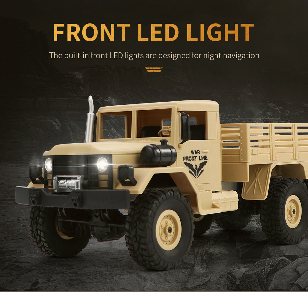 JJRC Q63 Transporter-4 2.4G 1:16 6WD Brushed Off-road RC Car Military Truck RTR - Khaki