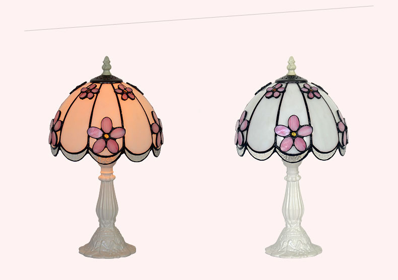 FUMAT Tiffany Style Stained Glass Table Lamp - Romantic Water Wave Lampshade Design