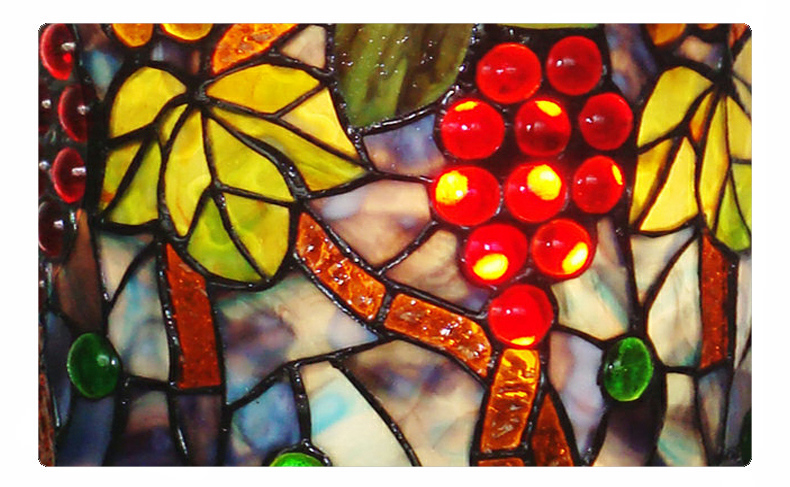 FUMAT Tiffany Style Stained Glass Floor Lamp - Romantic Grape Design