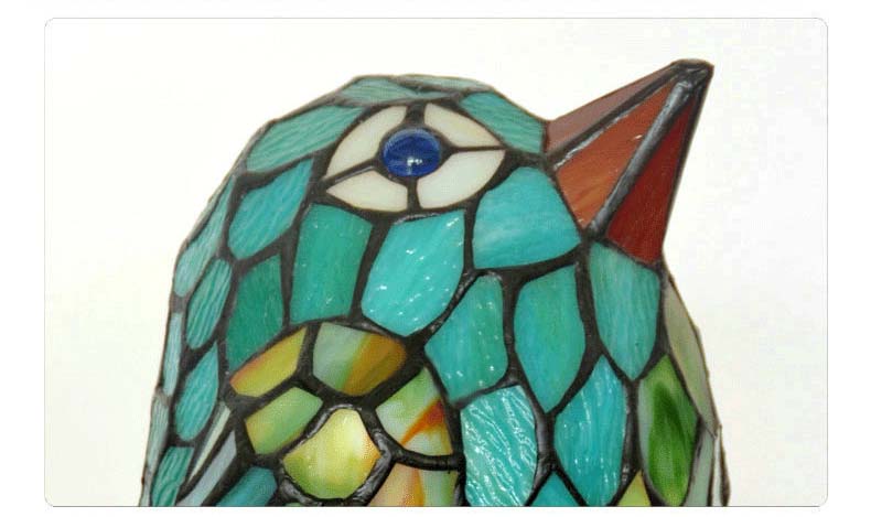 FUMAT Tiffany Style Stained Glass Handcrafted Table Lamp - Creative Colorful Angry Bird Design