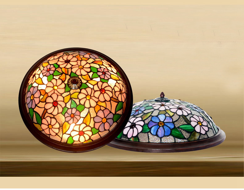 FUMAT Tiffany Style Stained Glass Handcrafted Retro Ceiling Light - Retro Dragonfly Nightfall Red Design