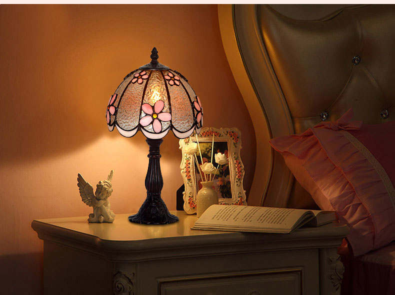FUMAT Tiffany Style Stained Glass Table Lamp - Romantic Water Wave Lampshade Design