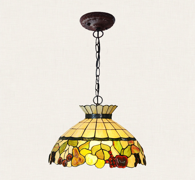 FUMAT Tiffany Style Stained Glass Pendant Light - Romantic Rose Love Design