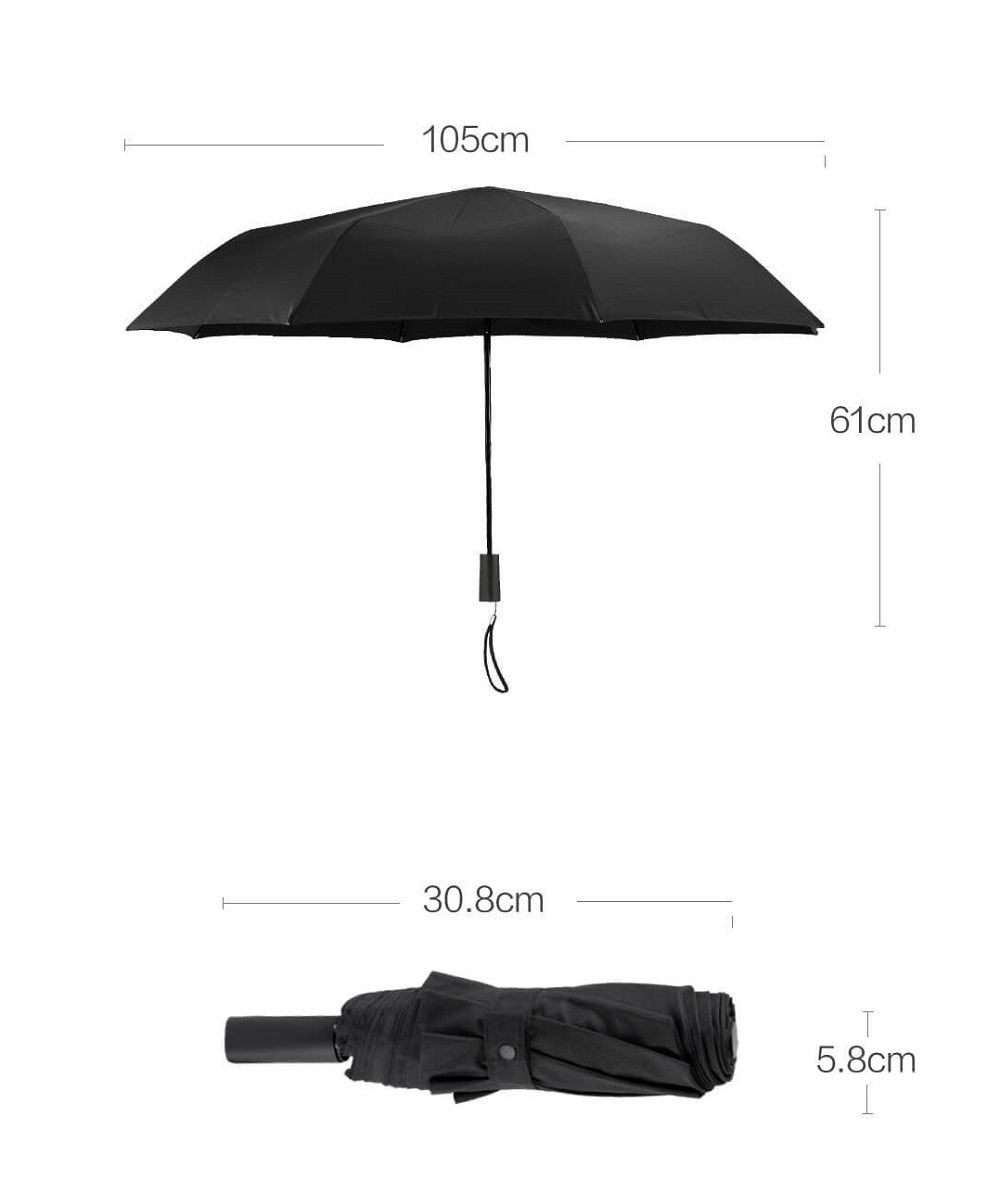 1Xiaomi Youpin Unisex Portable Lightweight Rain & Sun Umbrella - Black