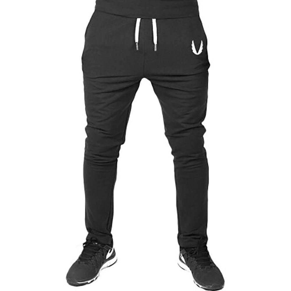 Men's Casual Sports Pants Elastic Trousers (Size S) - Black