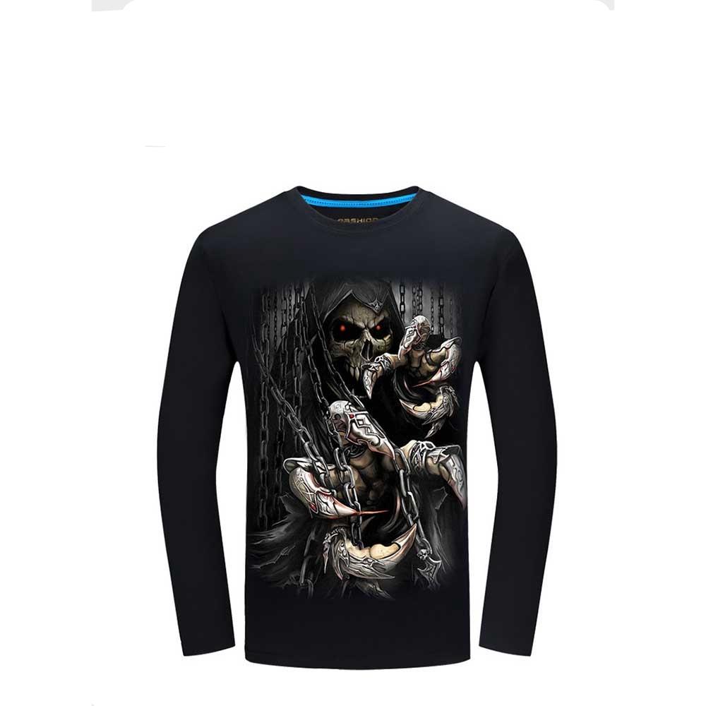 Men's 3D Printed Long Sleeve Plus Size Shirt (Size 2XL) - Black