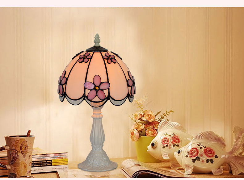 FUMAT Tiffany Style Stained Glass Table Lamp - Romantic Water Wave Lampshade Design