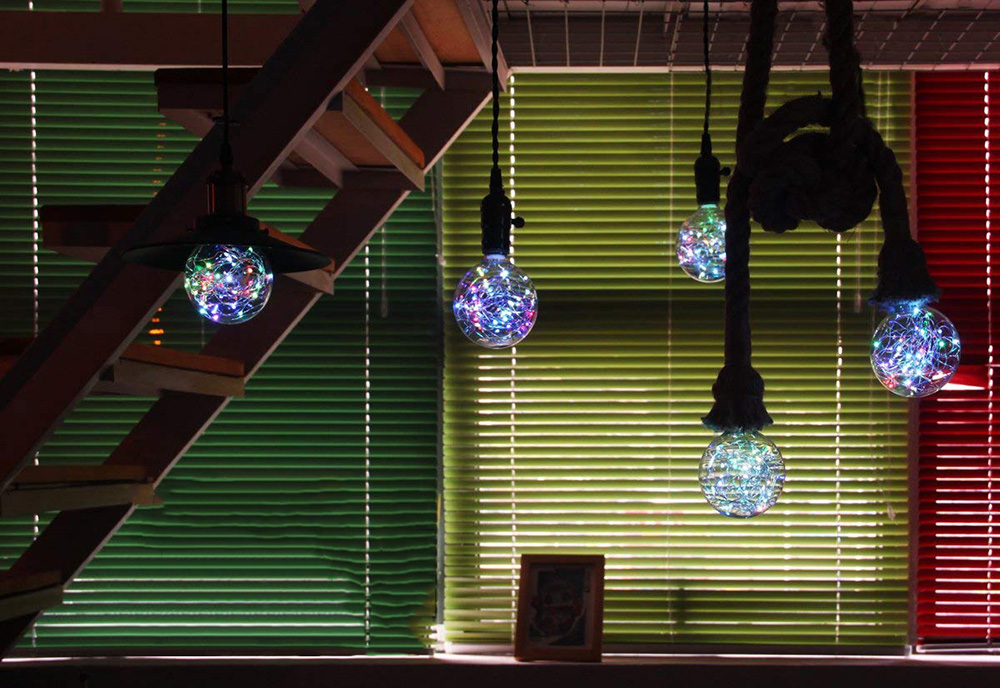 Edison G95 Gypsophila E26 Decorative Bulb Led Copper Wire Bulbs Christmas Decoration Lights -RGB