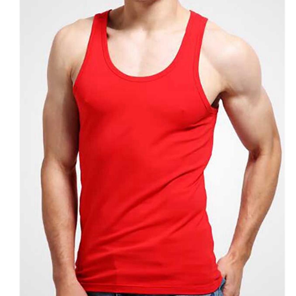 3PCS Men's Solid Color Sleeveless Slim Fit Cotton Vest Size 3XL - White/Black/Red