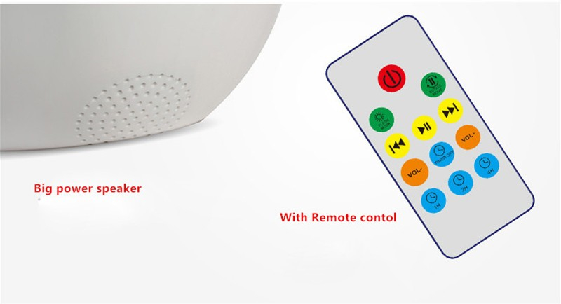 FUMAT Ocean Wave Projector Night Light Baby Night Lamps with IR Remote Control RGB Music Player Speaker LED Lamp - White