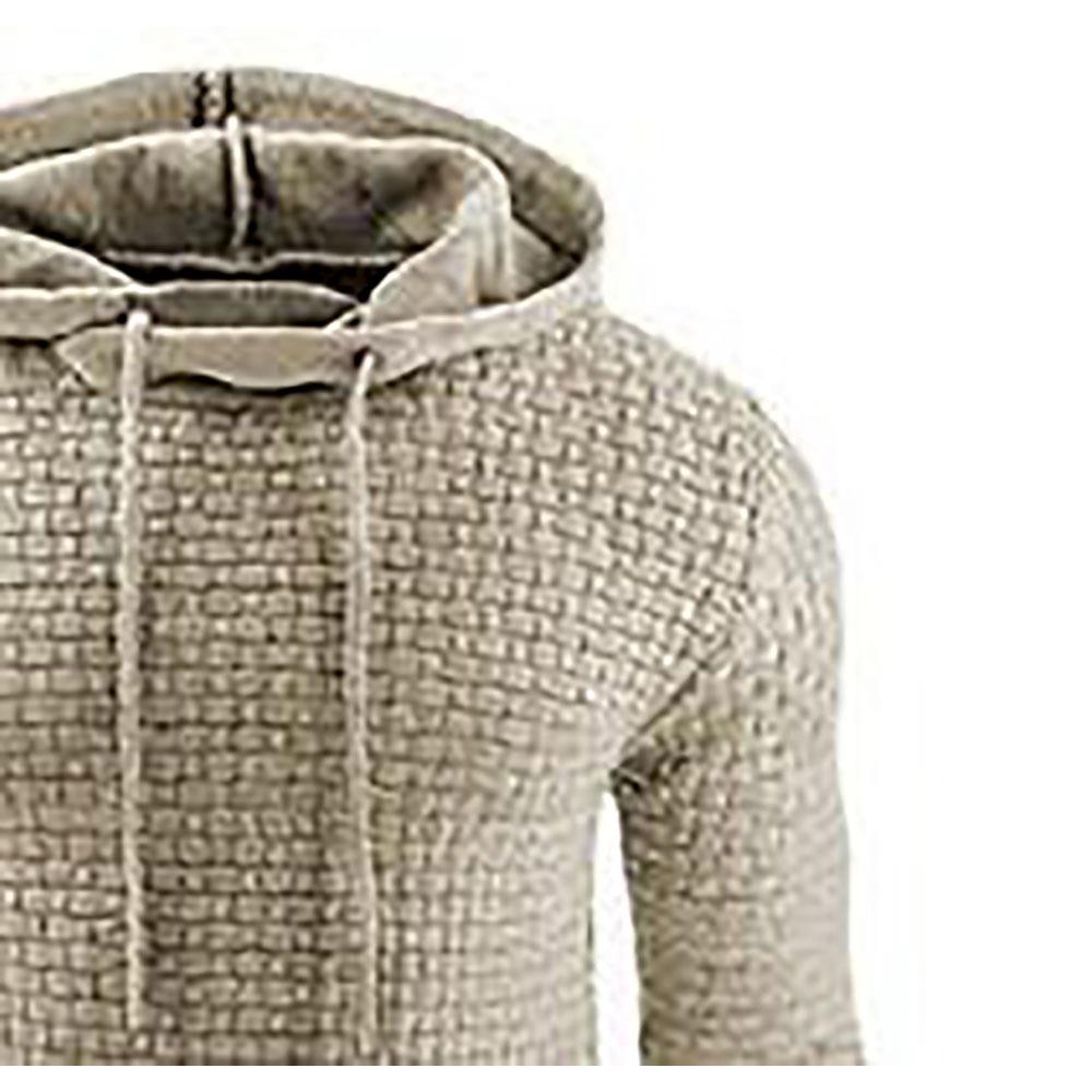 Men's Basic Winter Warm Long Sleeve Grid Hoodie (Sweatshirt Outwear Sweater Size L) - Apricot