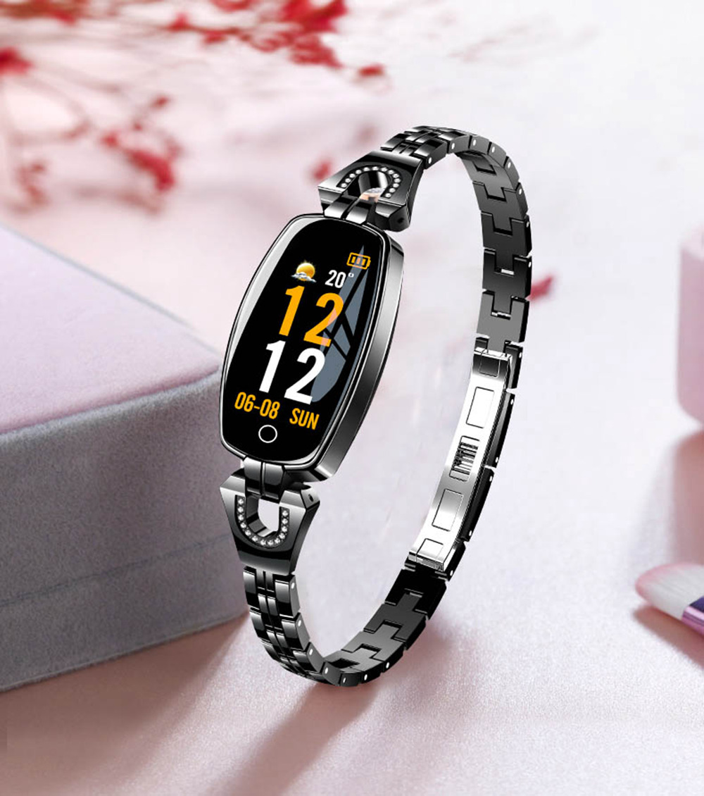 H8 Women Smart Bracelet 0.96 Inch TFT Color Screen Heart Rate Sleep Monitor IP67 Waterproof Multiple Sports Mode - Black