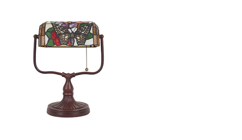 FUMAT Tiffany Style Stained Glass Table Lamp - Romantic Butterfly Vintage Shanghai Design