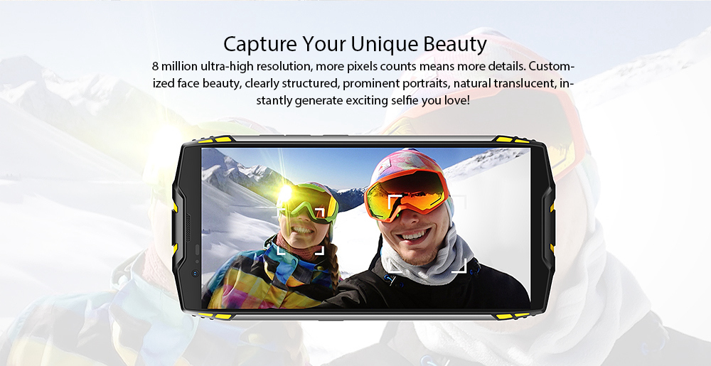 Blackview BV6800 Pro 5.7 Inch 4G LTE Smartphone MT6750T 4GB 64GB 16.0MP Dual Rear Cameras Android 8.0 IP68 Wireless Charging 6580mAh Type-C NFC - Yellow