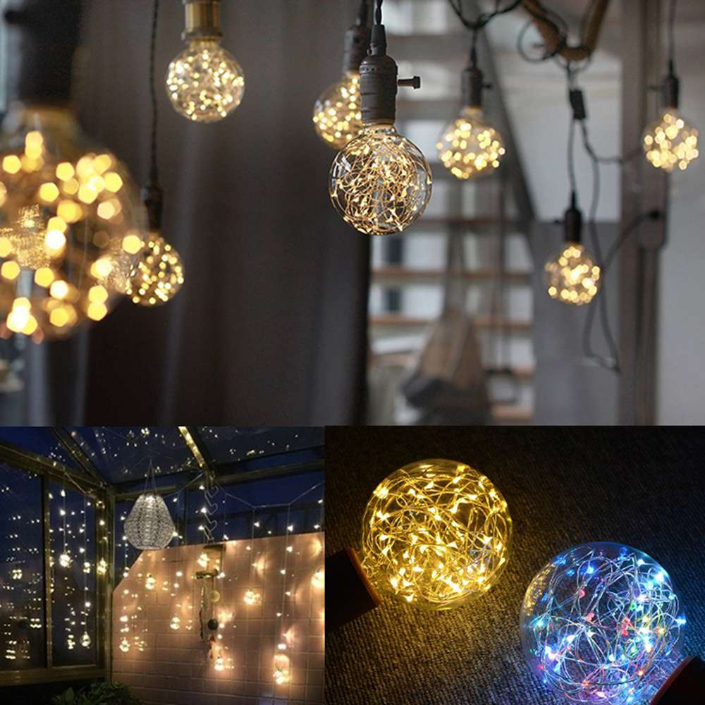 Edison G95 Gypsophila E26 Decorative Bulb Led Copper Wire Bulbs Christmas Decoration Lights -RGB