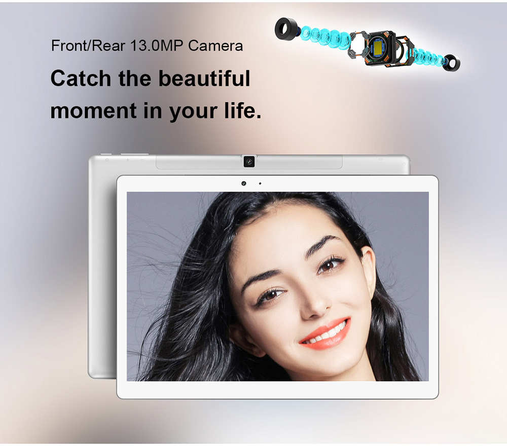 Teclast T20 4G Phablet Helio X27 MT6797T Deca Core 10.1" IPS Screen 2560*1600 Android 7.0 4GB RAM 64GB ROM Touch ID Built-in GPS GLONASS Beidou - White Silver