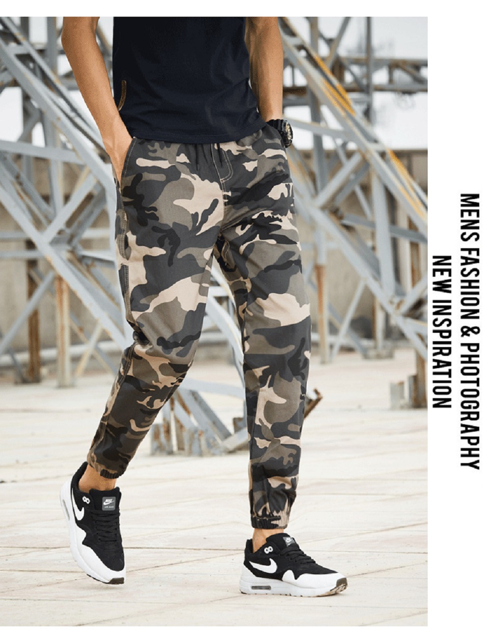 Men's Autumn Casual Sports Camouflage Ninth Pants (Slim Fit Size M) - Army Green