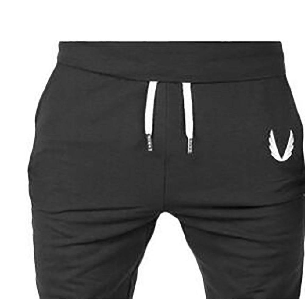 Men's Casual Sports Pants Elastic Trousers (Size S) - Black