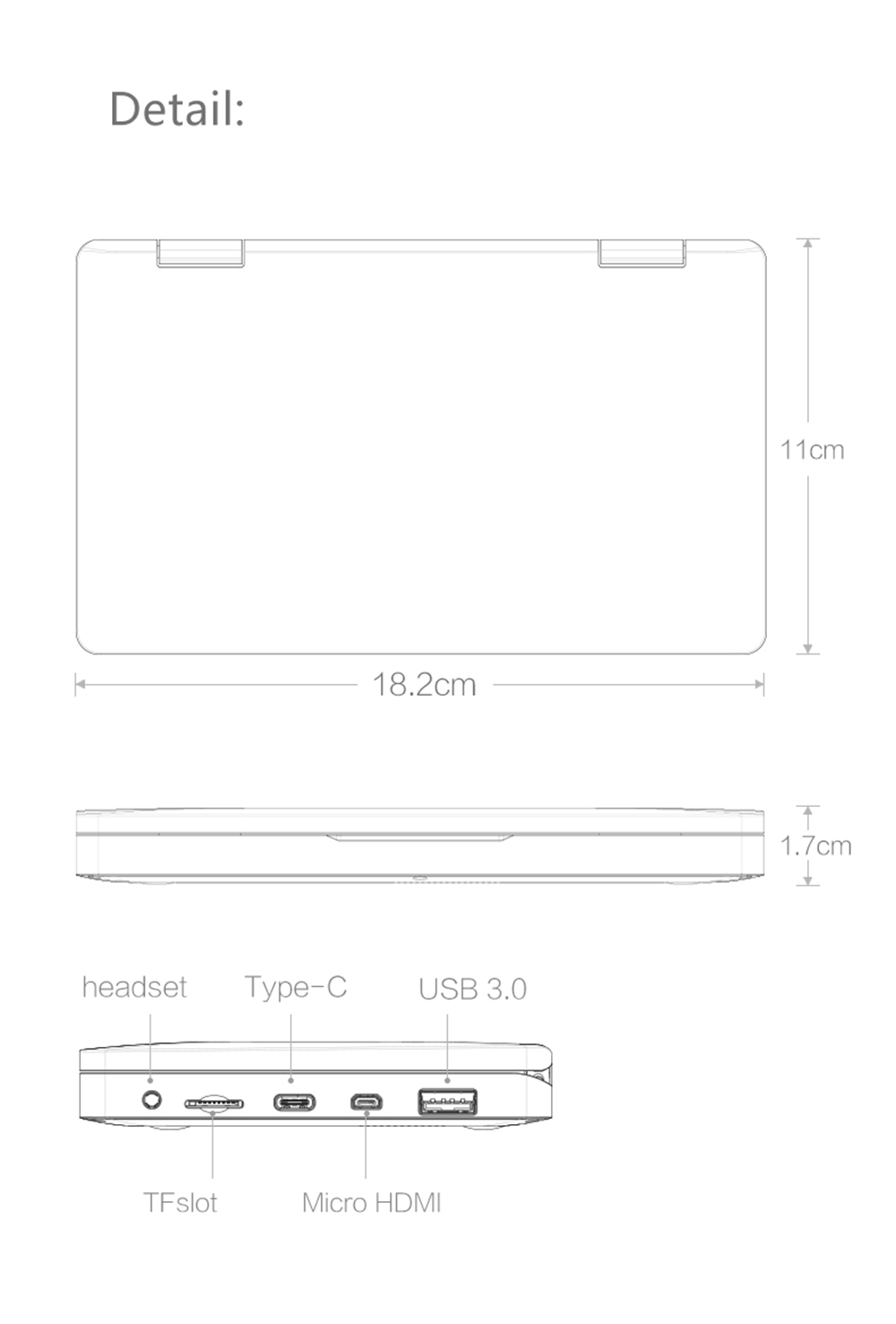 One Netbook One Mix 2 Yoga Pocket Laptop Intel Core m3-7Y30 Quad Core Touch ID 7" IPS Screen 1920*1200 Windows 10 8GB DDR3 256GB PCI-E SSD - Silver