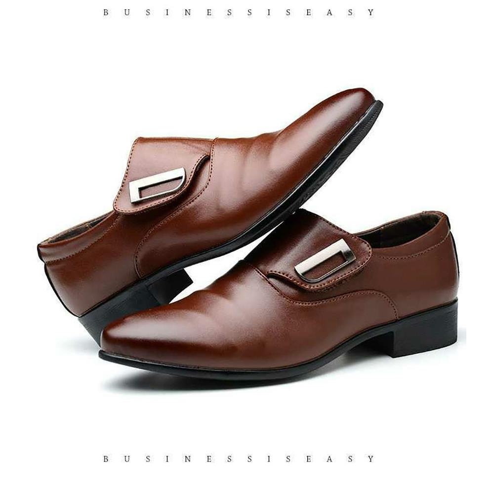 XA008 Men Fashion Business Casual PU Leather Shoes EU43 - Brown