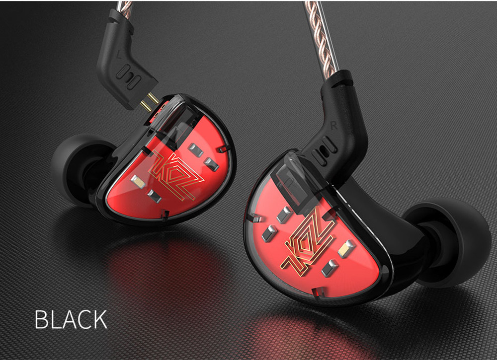KZ AS10 5BA HiFi Stereo Earphone In-ear Earbuds with 0.75mm 2 Pin Cable - Black WITH MIC