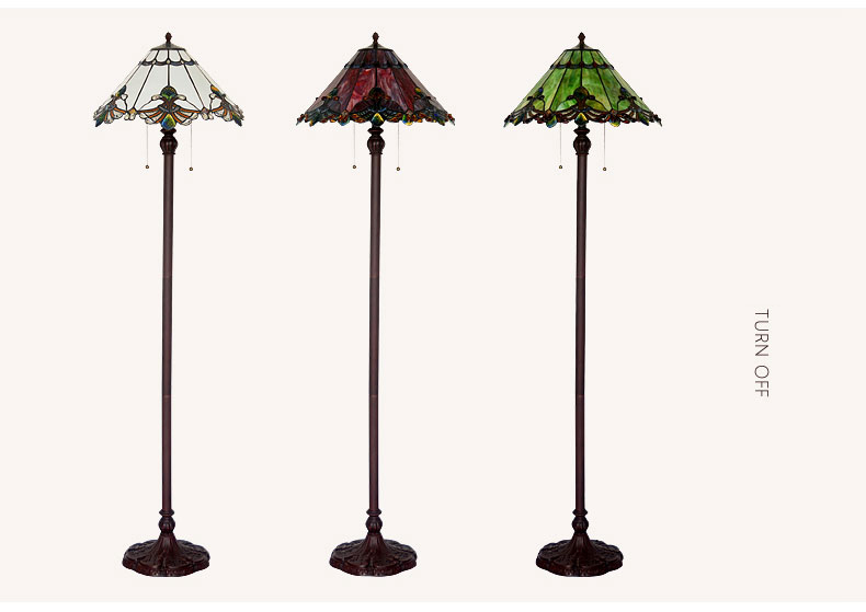 FUMAT 17 Inch Tiffany Style Stained Glass Handcrafted Floor Lamp - Red Wine