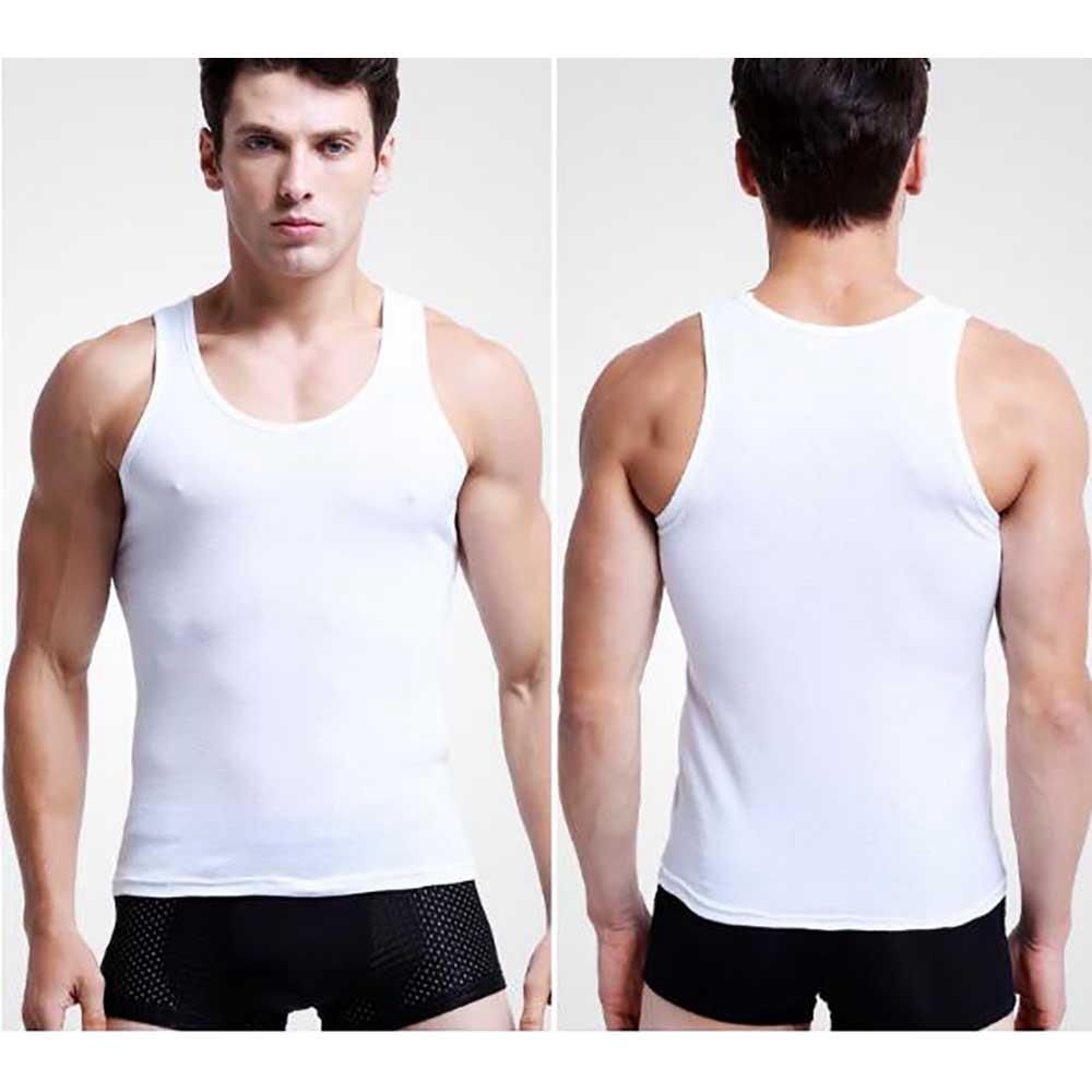 3PCS Men's Solid Color Sleeveless Slim Fit Cotton Vest Size 3XL - White/Black/Red
